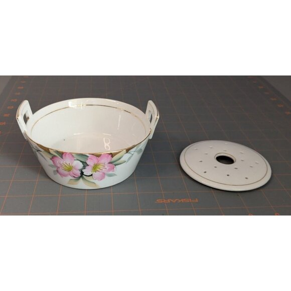 Noritake Azalea porcelain Butter Dish drip drain tray plate Gold Trim green M ma - Picture 3 of 16